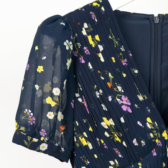 Self-Portrait SS/24 Navy Floral Chiffon Mini Dress - Picture 5 of 12